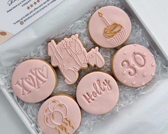 Personalised Birthday Biscuits, Birthday Gift for Her, Birthday Cookies, Letterbox Gift Box, 30th Birthday, 21st Birthday