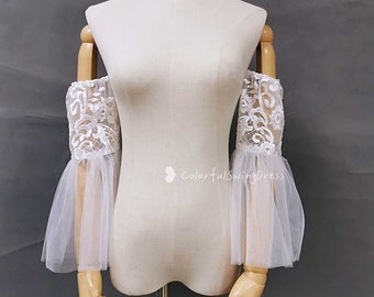 White Wedding Sleeves, Detachable Wedding Sleeves, Bridal Dress Sleeves, Personalized Wedding Sleeve, Wedding Dress Decor