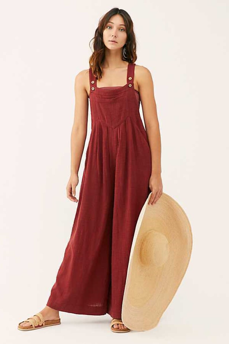 Beige Linen Overalls Bohemian Overalls Loose Fit Linen Etsy