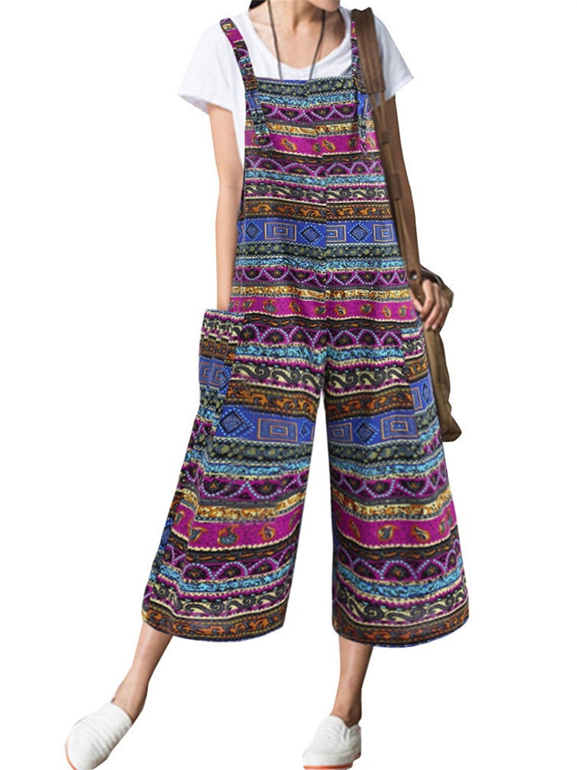 Floral Linen Overalls Bohemian Overalls Loose Fit Jumpsuit Etsy