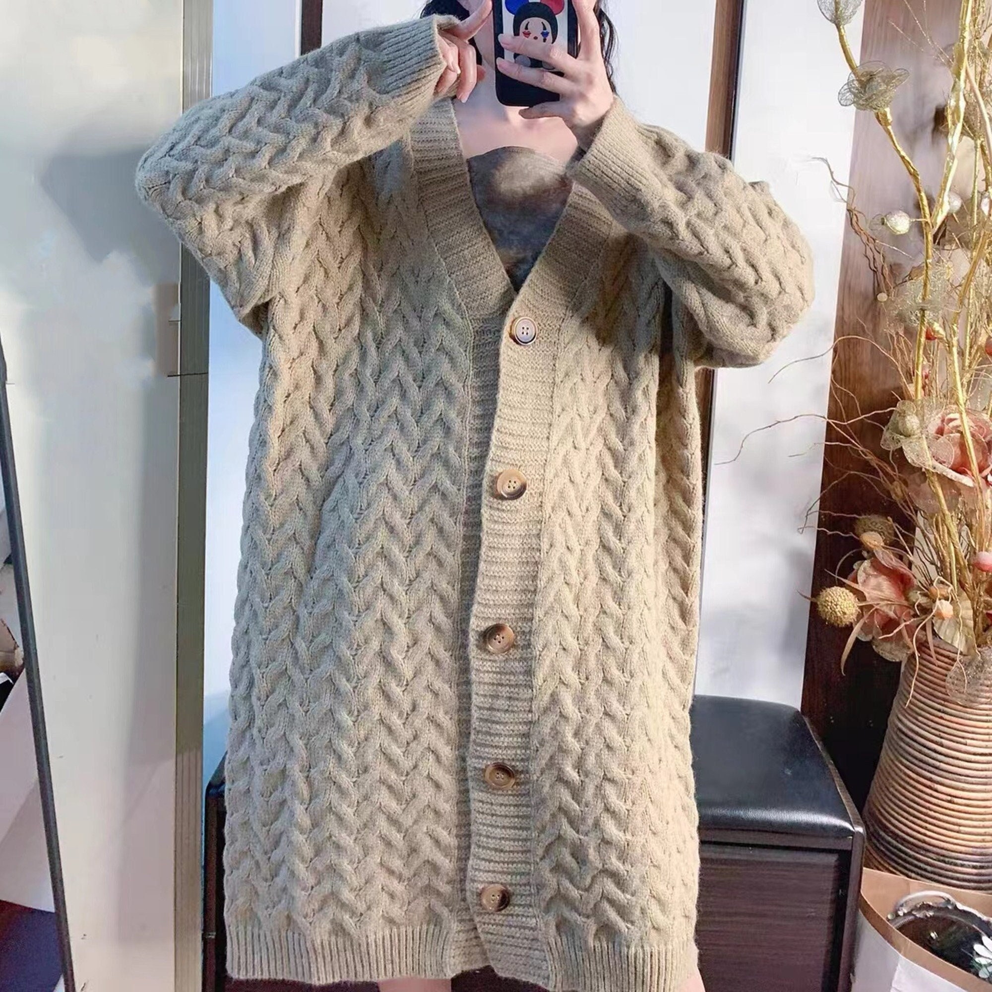 Coffee Brown Cardigan - Etsy
