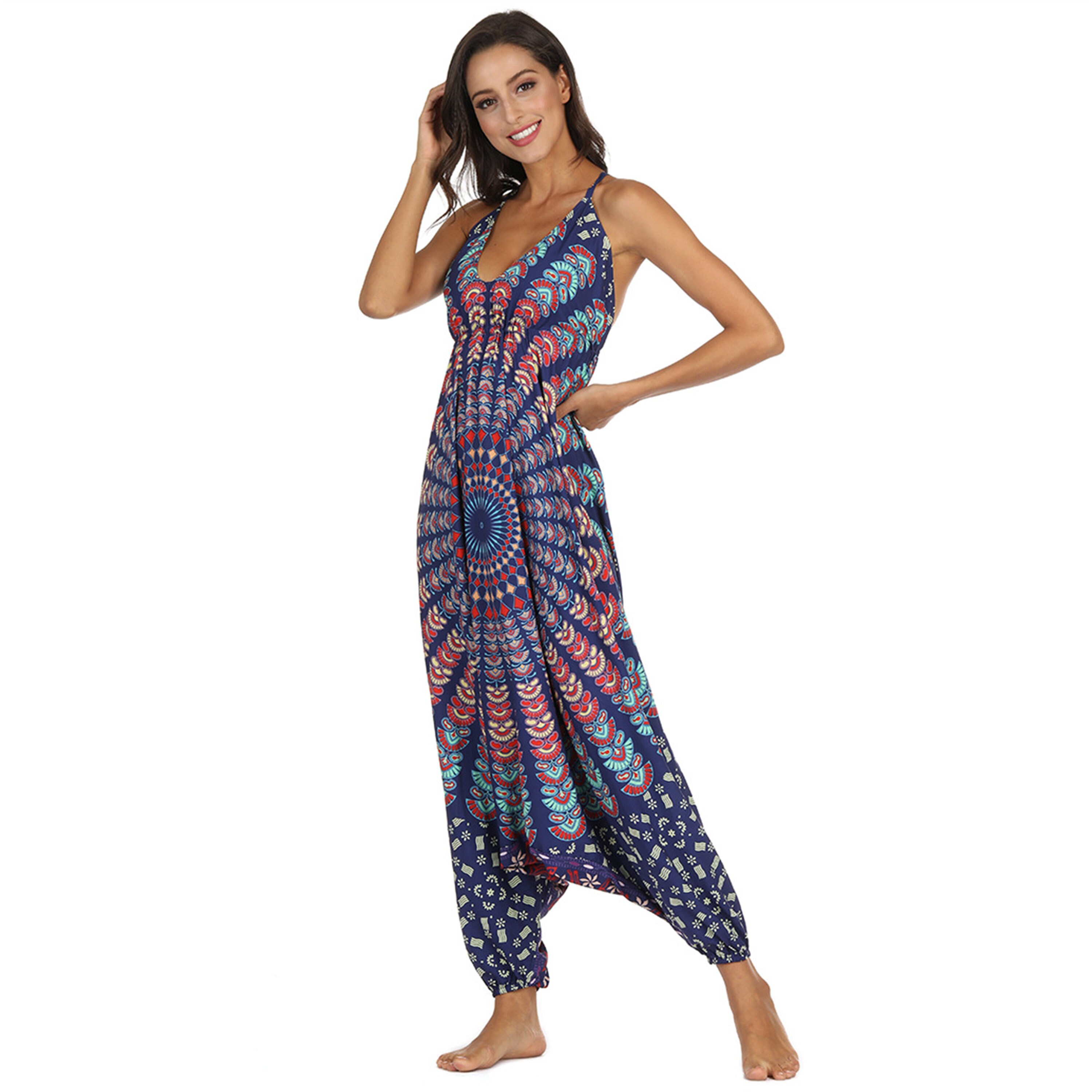 Floral Linen Overalls Bohemian Overalls Loose Fit Jumpsuit Etsy