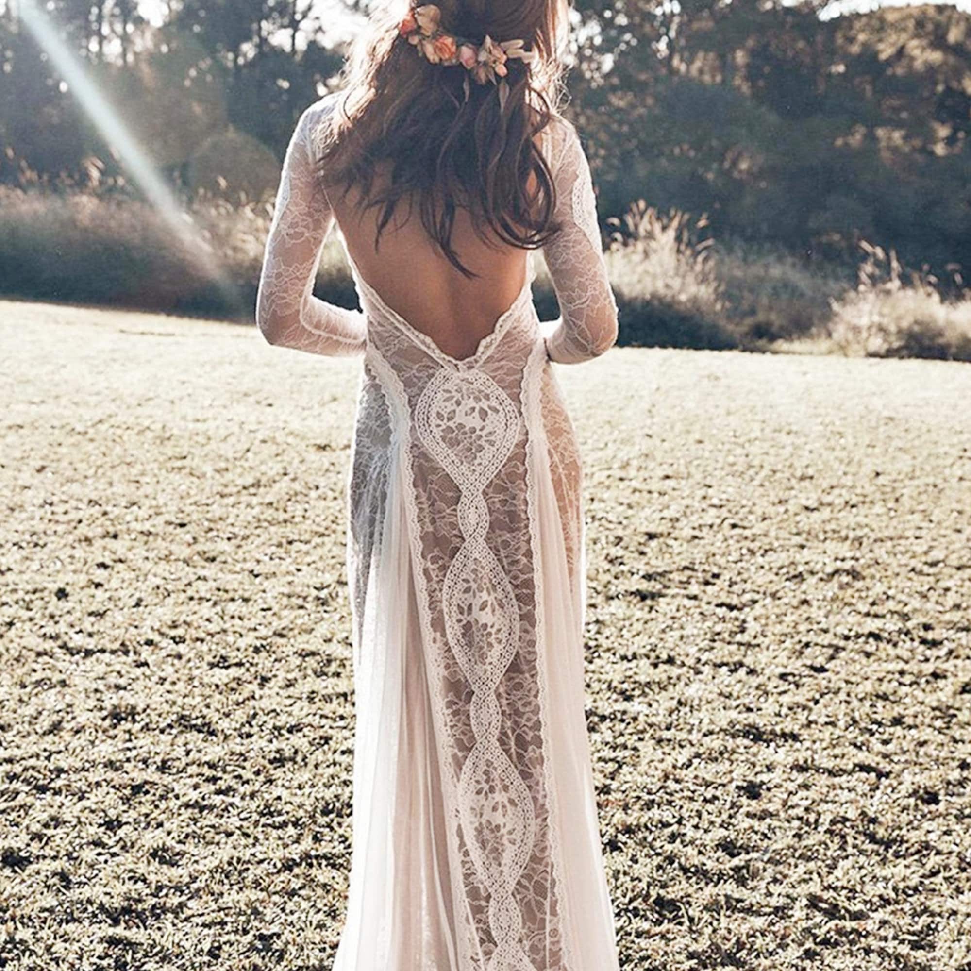 white maxi beach wedding dress