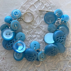 Light Blue Button Bracelet ~ Vintage Blue Buttons ~ Vintage Button Jewelry ~ Original Button Bracelet ~ Handcrafted ~ Gift for Her