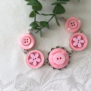 Pink Button Bracelet ~ Modern Button Bracelet ~ Pink Jewelry ~ Handmade Bracelet ~ Unique Gift ~ Original Design