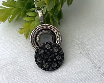 Handmade Vintage Up Cycled Button Necklace ~ Silver Tone and MOP type Buttons ~ Vintage Silver Tone Button ~ Original, One of A Kind Gift