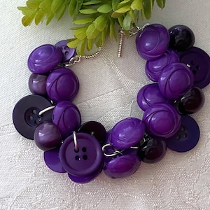 Purple Button Bracelet ~ Modern Repurposed Purple Button Jewelry ~ Original Button Bracelet ~ Handcrafted ~ Unique Gift ~ Purple Lover Gift