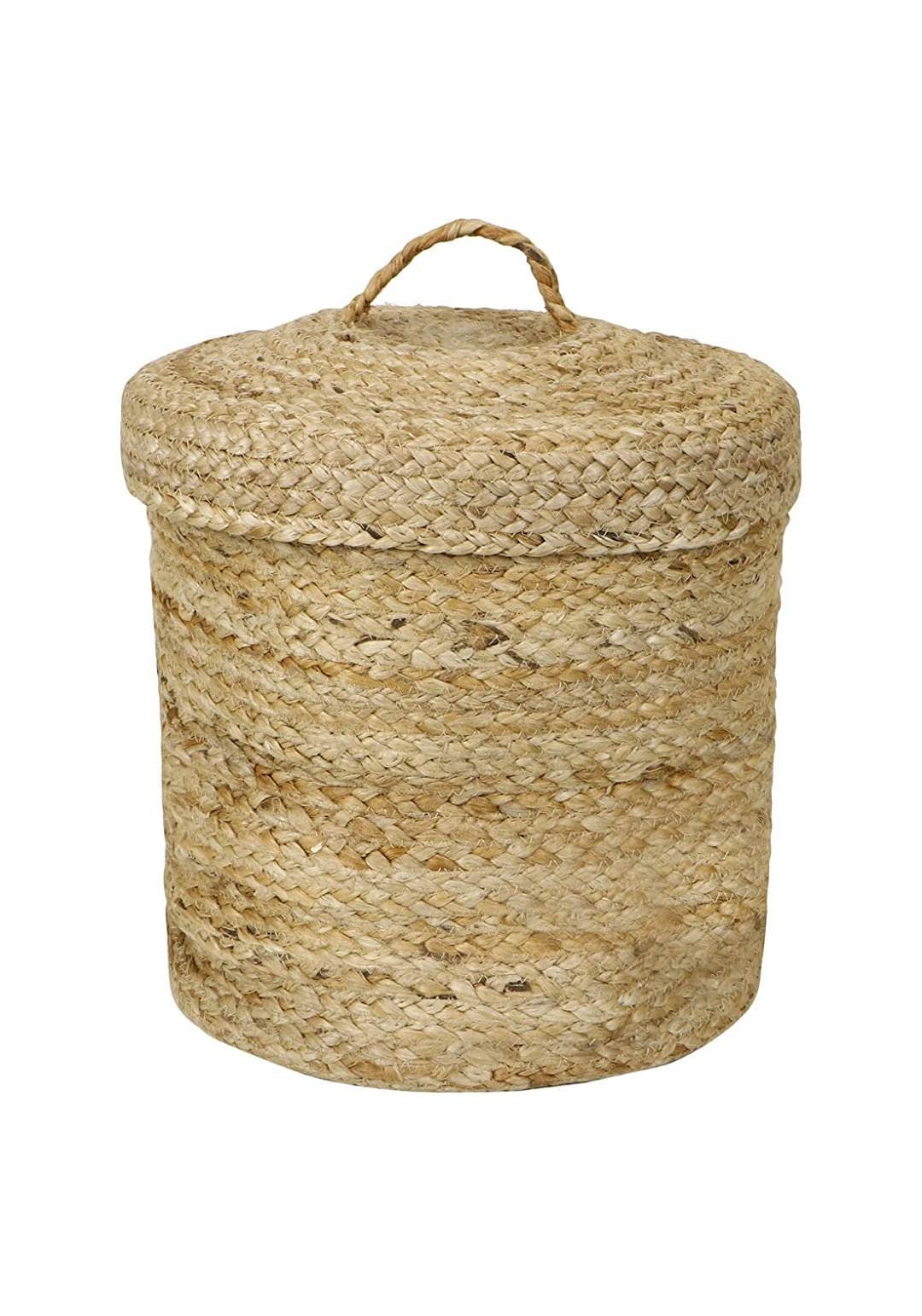 Handwoven Jute Basket with Lid Handmade Braided Basket Etsy