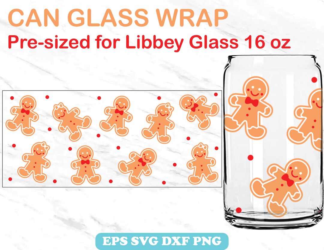Cute Gingerbread SVG Wrap for Can Glass 16oz Can Shaped, Christmas ...