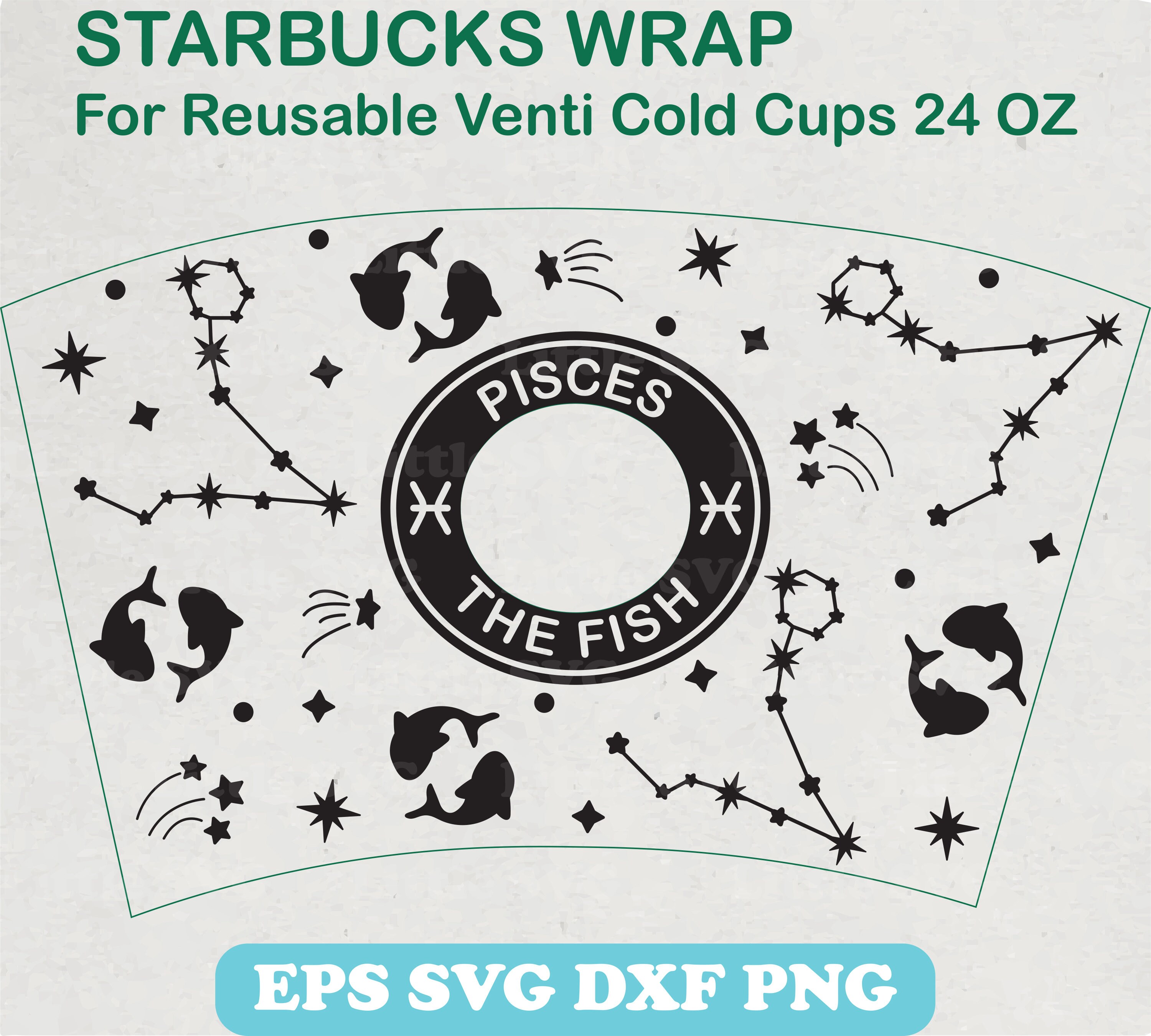 Download PISCES the Fish Svg Wrap for Starbucks Venti Cold Cup 24 OZ | Etsy
