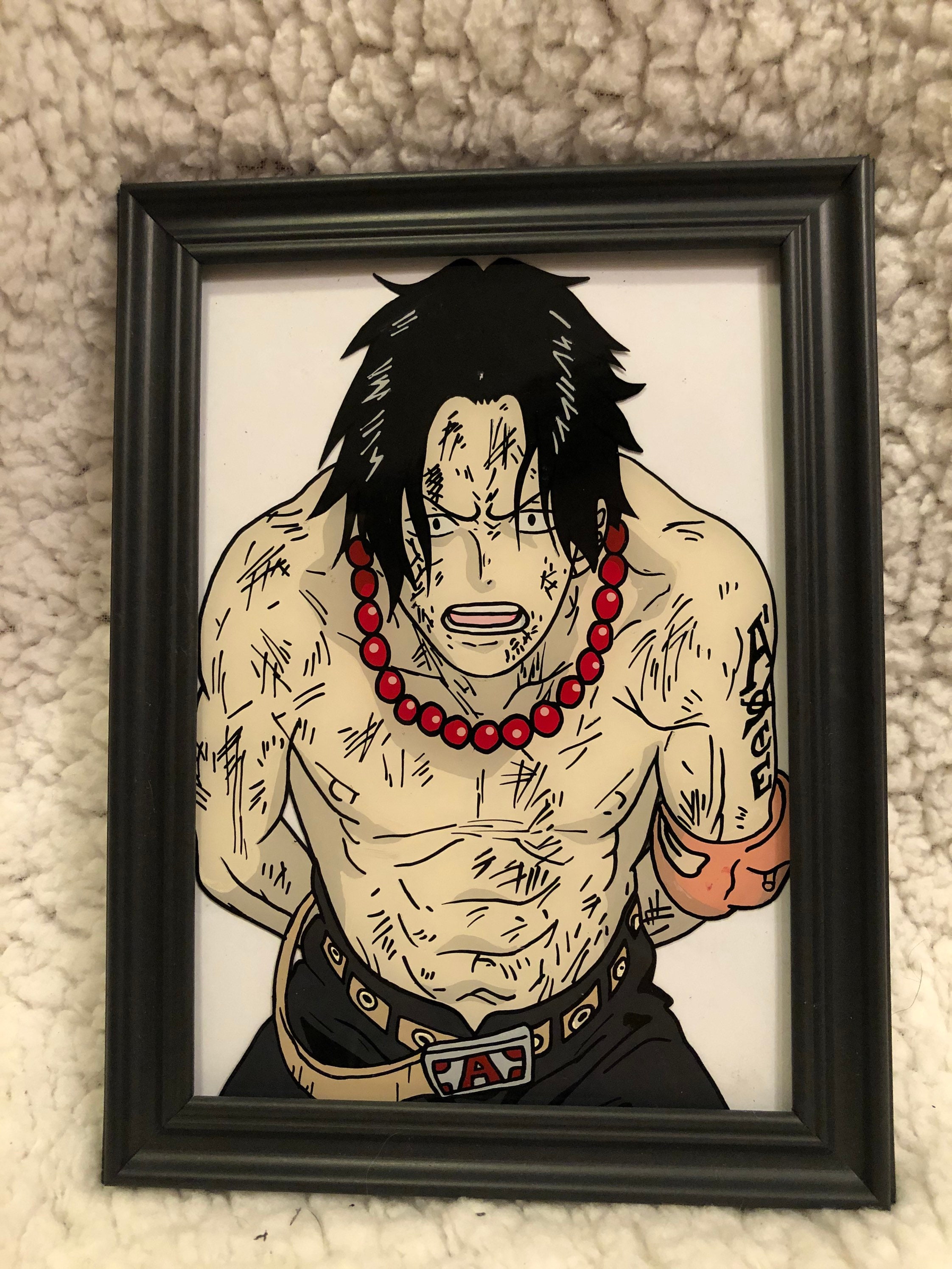 Fire Fist Ace One Piece Glass Painting Etsy