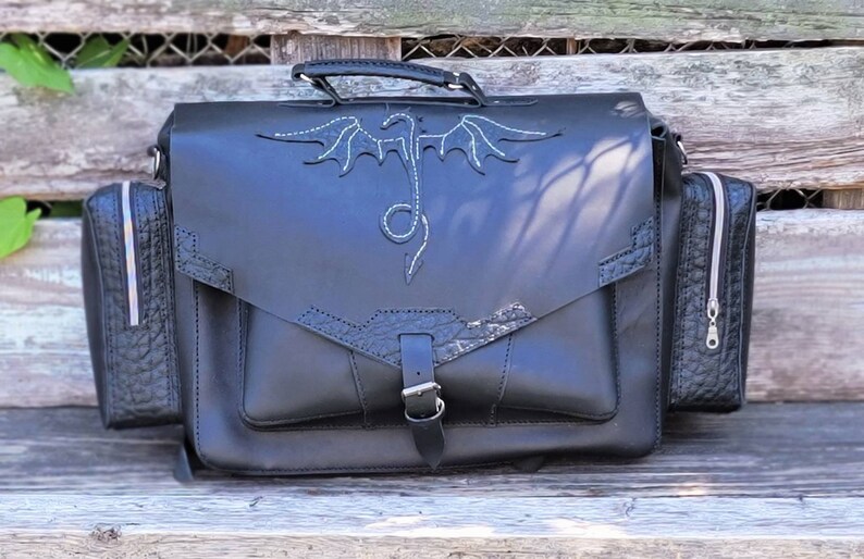 GENUINE Handmade 100% Leather Dragon Backpack, Shoulder Bag, Evening