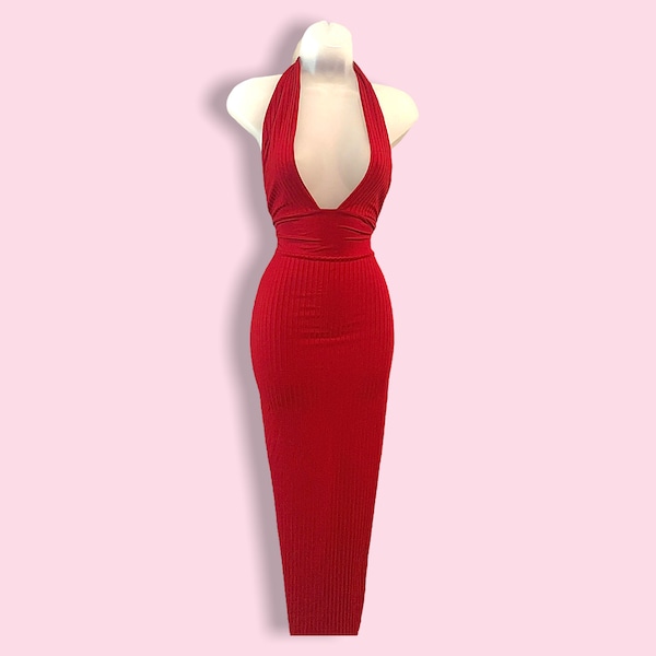 V NECK TSHIRT DRESS - RED -M main image 0