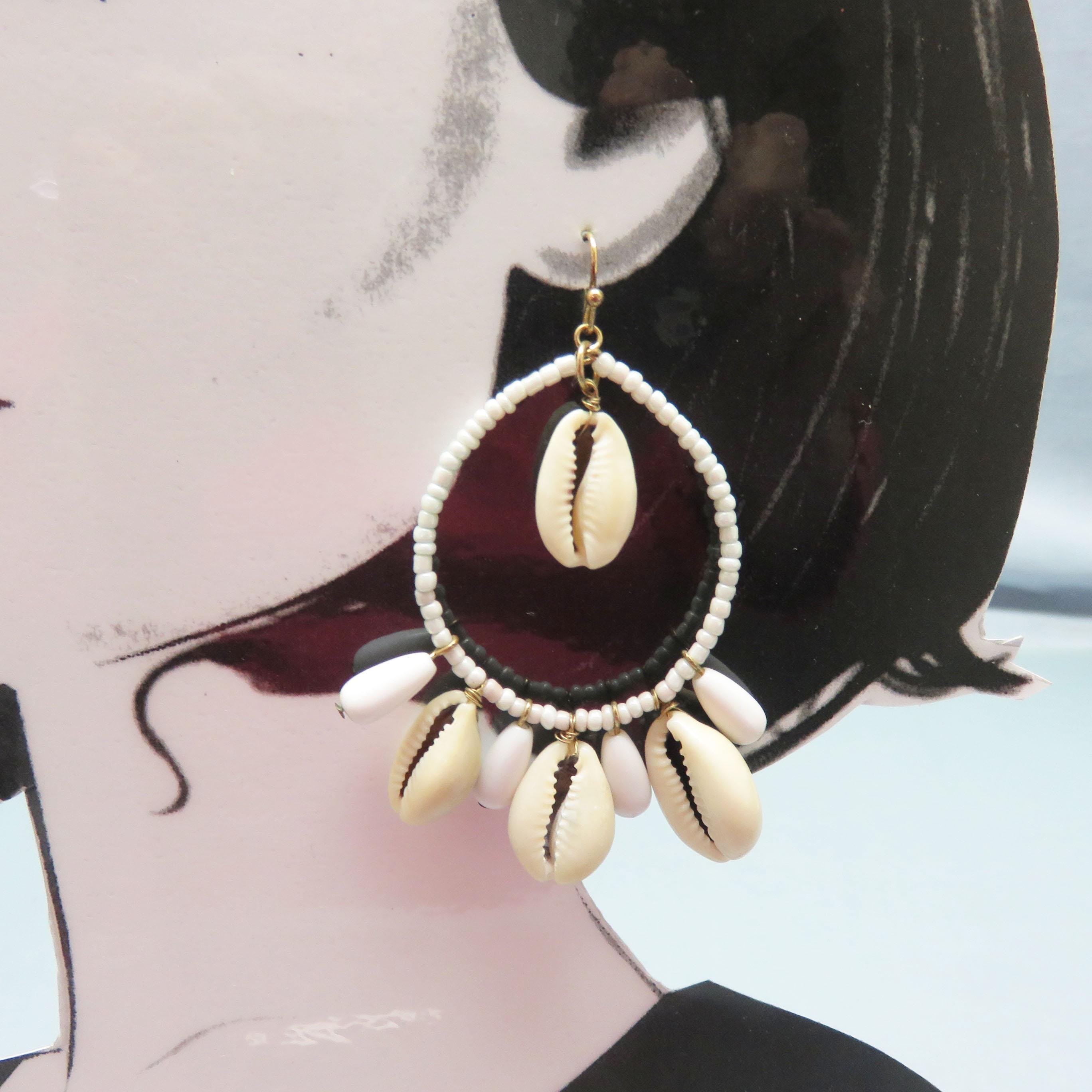 Real Shell Earing Vintage Real Shell Earrings: 1980s Beach-themed French Hook - Etsy