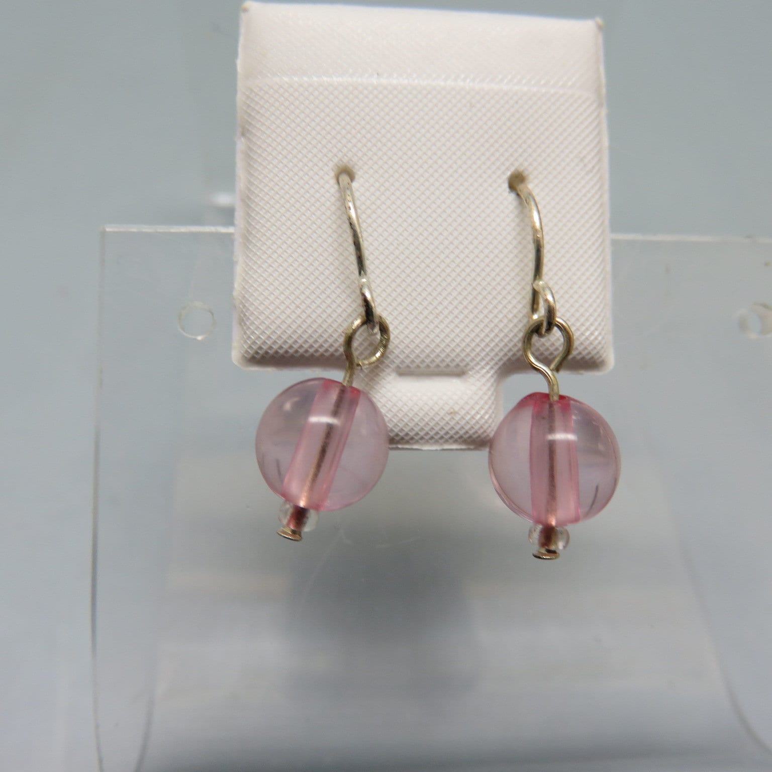 Vintage Baby Pink Acrylic Bead Pierced Earrings