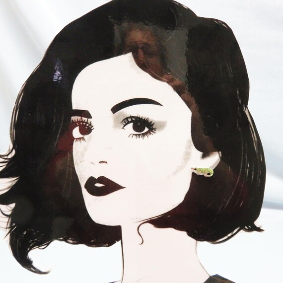 Tiny Green Rhinestone Alligator Stud Earrings, Vi… - image 4