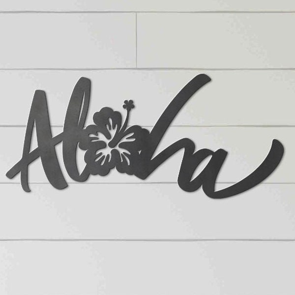 Aloha Flower Sign, Metal Aloha Love Sign, Metal Wall Art, Quote Metal Wall Hanging, island, wave, Hawaii Metal Sign #127