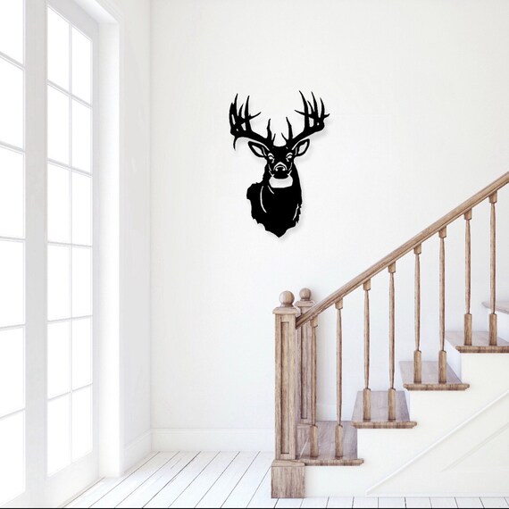 Elk Head Metal Art Cabin Hanging Wall Decorforest Animal Etsy