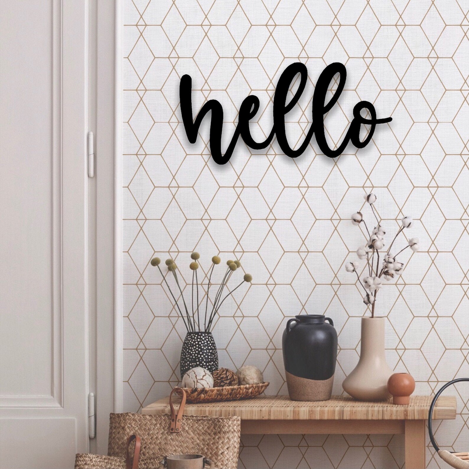 Hello Metal Wall Sign Hello Metal Wall Art Hello Sign Hello Etsy