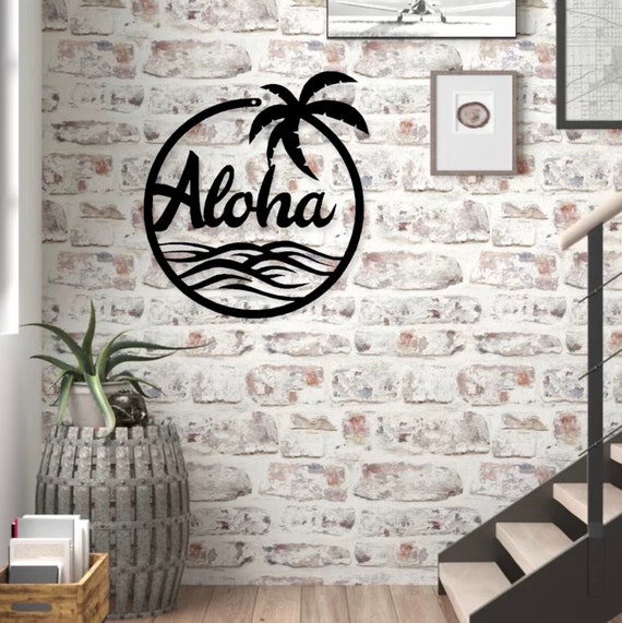 Palm Tree Aloha Metal Wall Art Decor by HGMW 