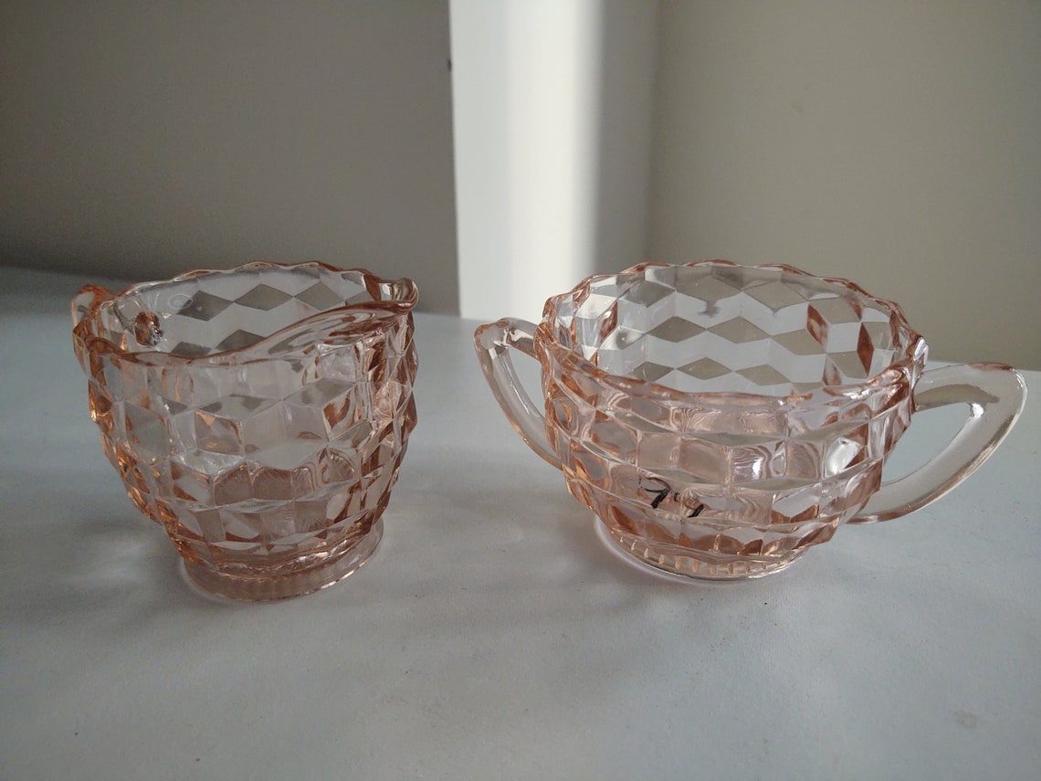 Vintage Fostoria Creamer and Sugar Bowl Set Etsy