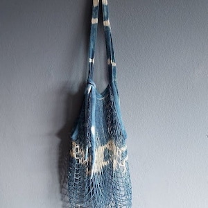 Indigo Reusable bag, reusable net bag, market bag, shopping bag 0 waste
