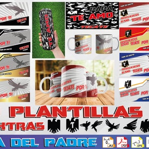 Plantillas del Día del padre (Vatertag) 2022 - Pack Tecate Neu / alte Version + Schriftart + Extras - Sofort Download - PSD, Pdf, Png, Ai, Eps