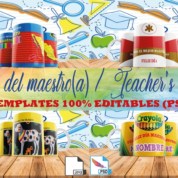Día del maestro (a) - Teacher's day - 100% editable - Photoshop - PSD - Scribe - Crayon - Mapita - Español (literatura) - Instant download.