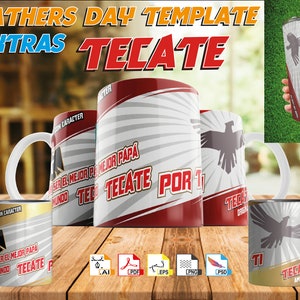 Plantillas del Día del padre (Father&#39;s day) 2022 - Pack Tecate New / old version + Font + Extras - Instant Download - PSD, Pdf, Png, Ai, Eps