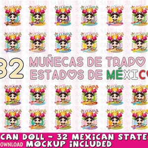 32 Mexican Idoll / States - Bundle (PNG 300 PPI) - Mexican Rag Doll - Mexican Doll - Mexican Doll, +Mockup - San Luis Potosi Fixed