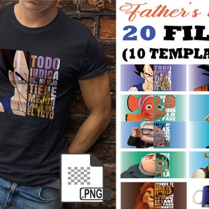 Father's day (Father's day) Anime Version - 10 Templeate for Shirts - Mugs, etc. Instant download - PNG