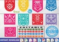Papel Picado #2 - Papel Picado - Ready for cut - Bunting Banner - Viva Mexico - Mexican Fiesta - Amor a la mexicana - Mexican designs svg- product logo