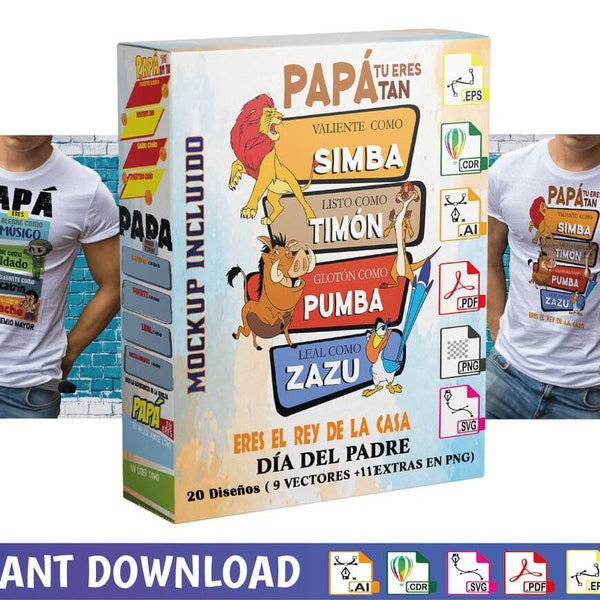 Día del padre vector - Papá eres tan - 20 diseños (9 vectores + 11 extras) Father's day svg, ai, pdf......mockup incluido - Instant download