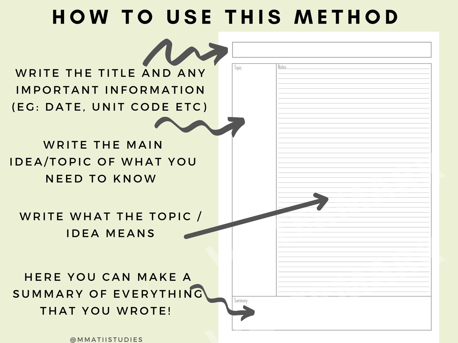 Cornell Notes Simple Cornell Notes Method Printable and | Etsy