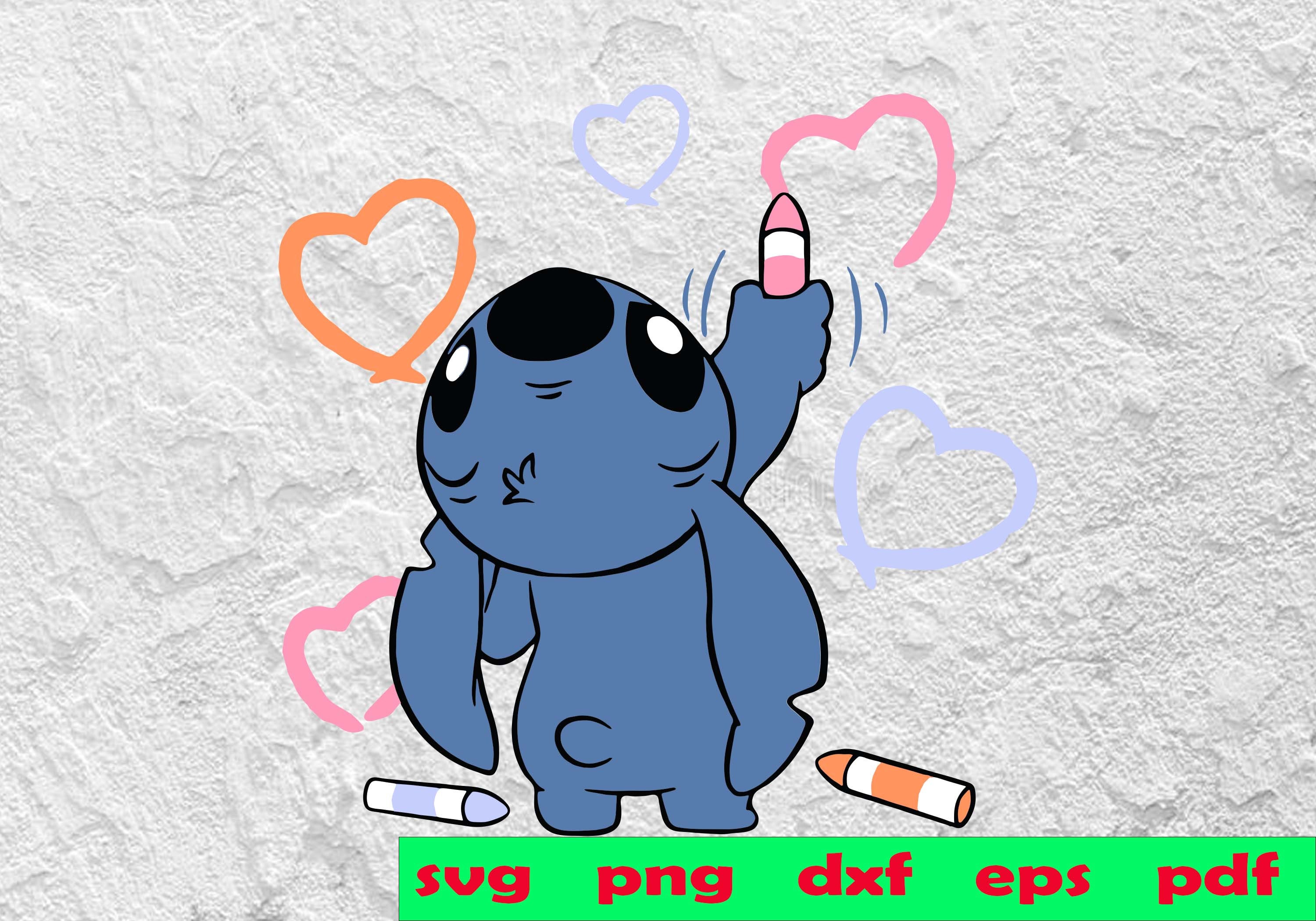 Stitch DRawing Hearts Vector SVG & Transparent PNG Pdf Png Etsy