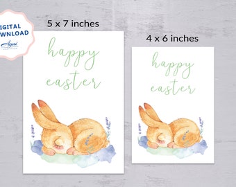 Carte de voeux de Pâques lapin aquarelle / carte imprimable Joyeuses Pâques / Carte de voeux avec lapin de Pâques / Carte de Pâques