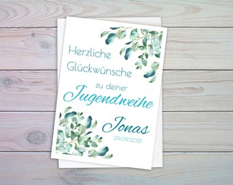 Jugendweihe Karte personalisiert für Jungen / Geschenk für Jungen / Jugendweihe Geschenk für Jugendliche / Klappkarte mit Umschlag