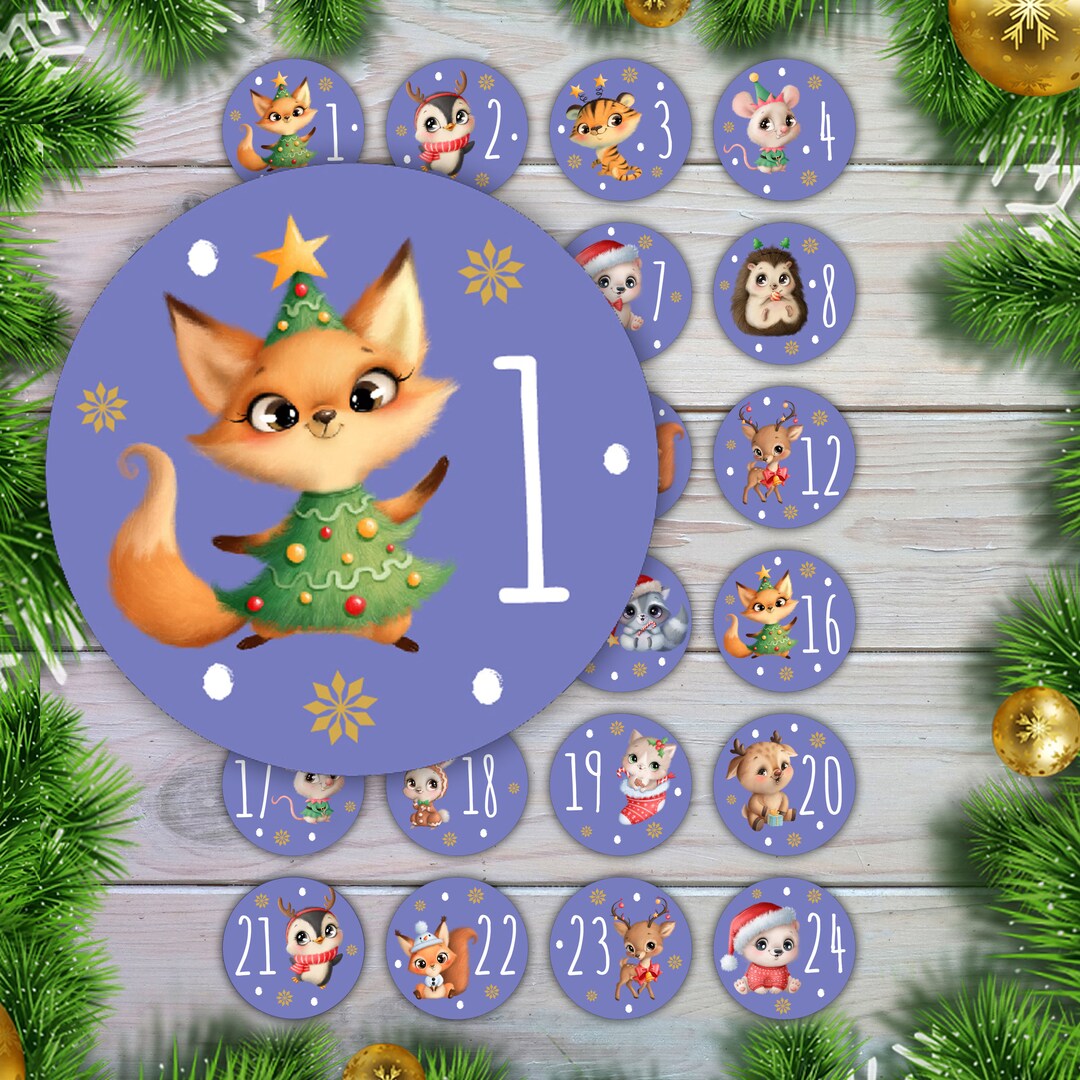 24 Advent Calendar Numbers Stickers for Children and Adults Etsy