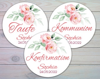 Taufe Aufkleber personalisiert / Konfirmation Aufkleber personalisiert / Kommunion Aufkleber personalisiert / Danksagung / Sticker