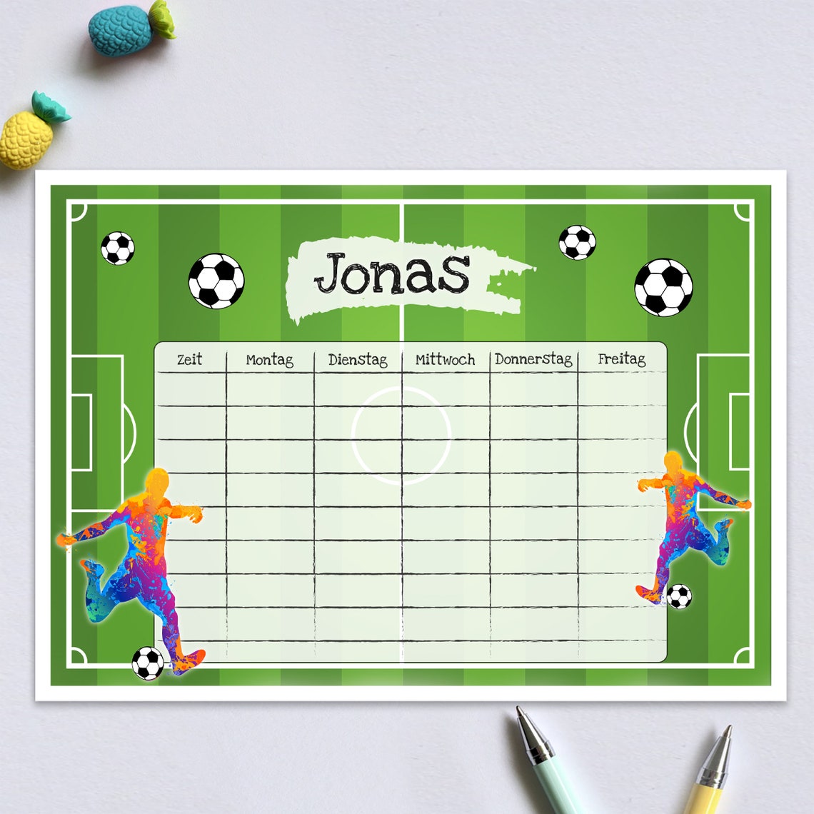 Stundenplan personalisiert Junge /Fußball / 1 Klasse / Einschulung