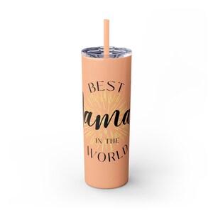 Vaso delgado con la mejor mamá del mundo: regalo perfecto para mamás, artículos para beber personalizados, día de la madre, cumpleaños, linda taza de viaje, portabilidad