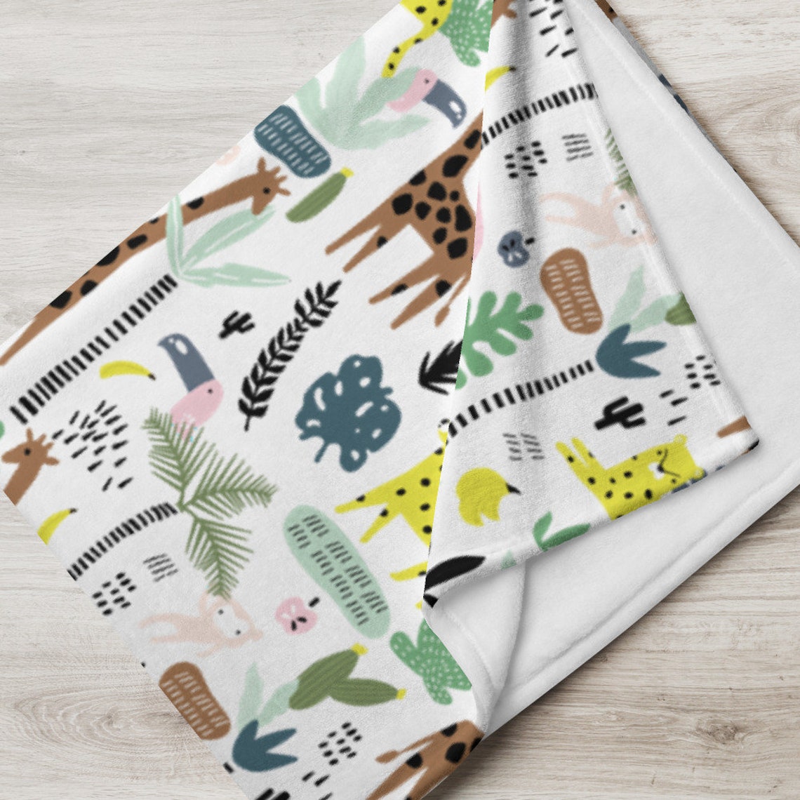 Jungle Animal Baby Blanket Kids Blanket Giraffes Cheetah Etsy
