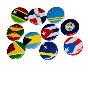 Caribbean West Indies Flag Pinback Button | Island Flag Button 1.25&quot; for denim, backpack | World Flags