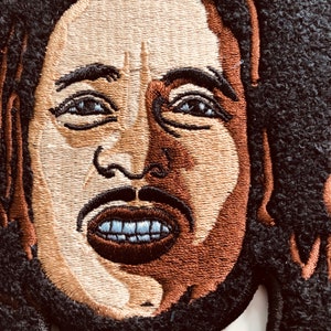 Bob Marley Chenille Patch: 6&quot; Reggae Iron/Sew On Applique