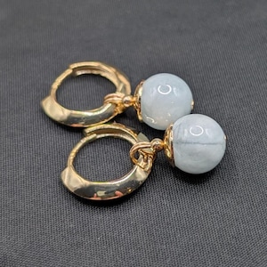 Aquamarine, DBZ-inspired Potara Earrings, 14K gold-filled findings, 14K gold-plated 17mm hoops,