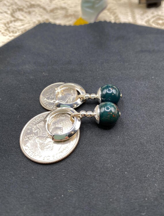Bloodstone Potara Earrings: Sterling Silver Plated Anime Jewelry