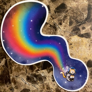 Astro Kätzchen Aufkleber - Regenbogen Aufkleber - Kätzchen Aufkleber - Galaxie Aufkleber - Vinyl-Aufkleber - Astronaut Aufkleber