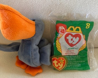 SCOOP the PELICAN Beanie Baby, 1996.  Includes Baby Scoop Free with your purchase