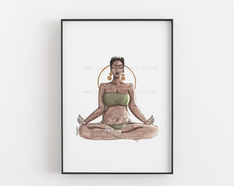 Good on the inside - Yoga wall art, Meditation art, Relaxation Art,Black girl art,Fitness Art, Wall Art, Home Print,Fitness Illustration,