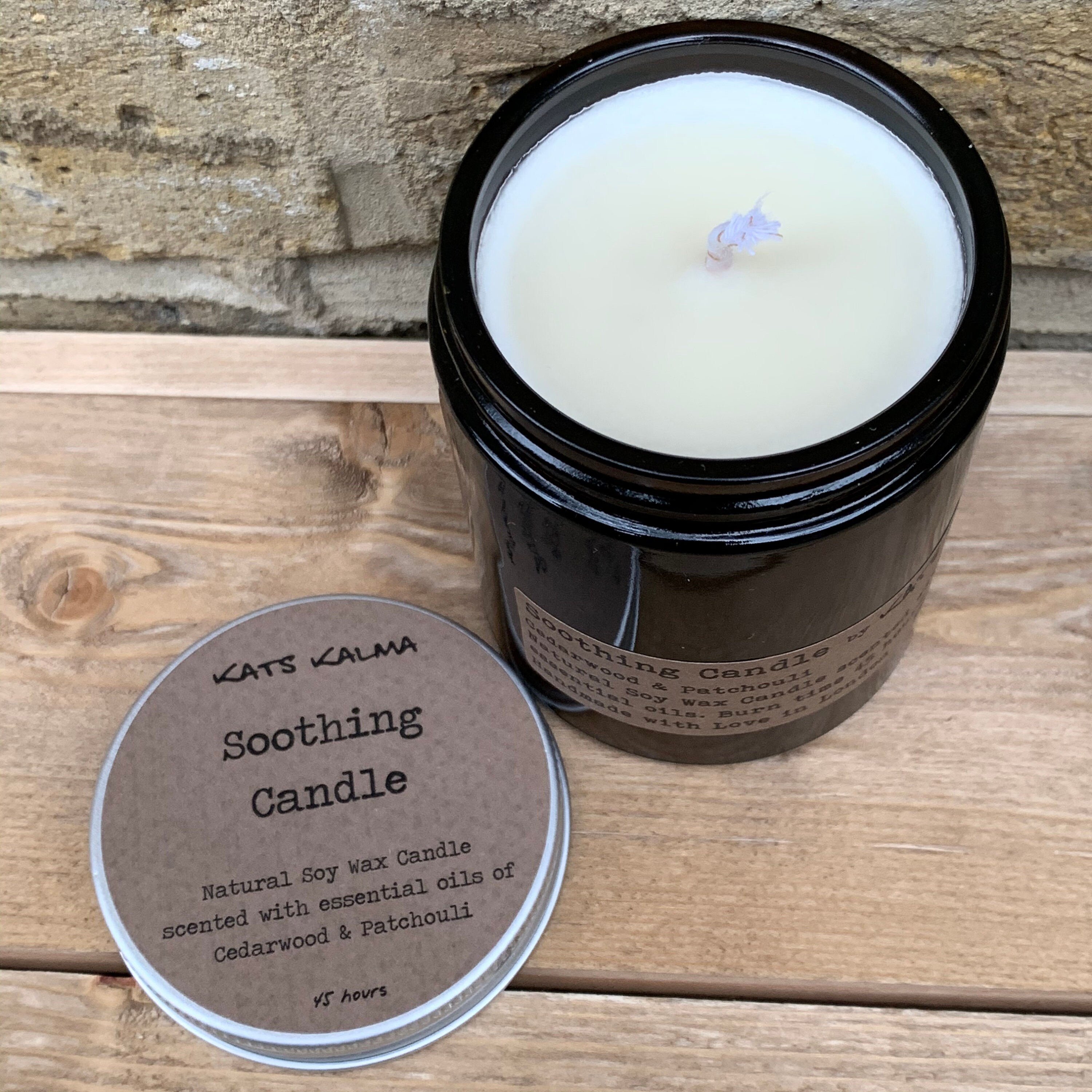 Soothing Candle, Earthy Soy Wax Glass Candle, Natural Candle With Cedarwood  and Patchouli Essential Oils, Calming Travel Candle 